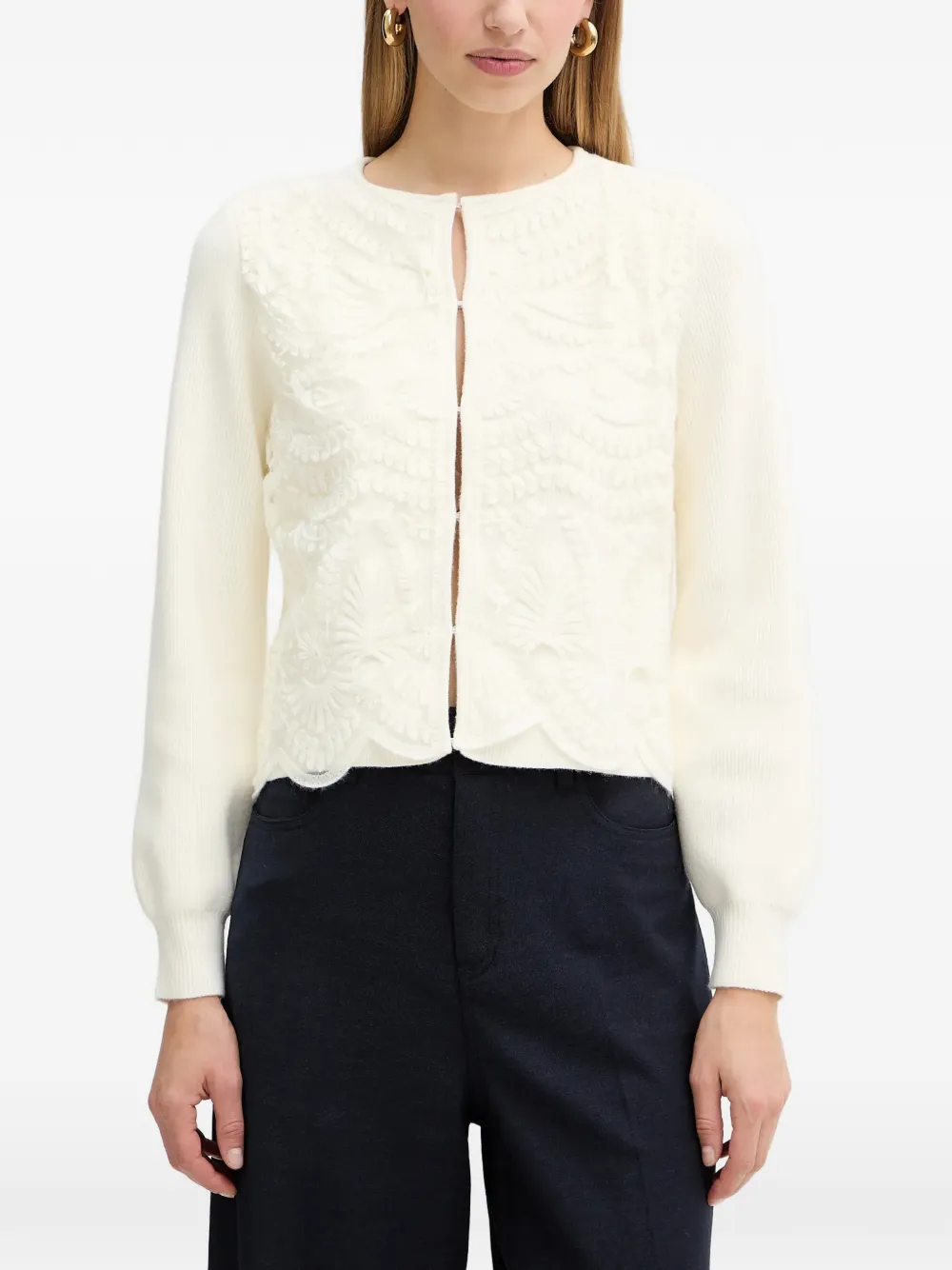 

Кардиган с цветочными аппликациями Twinset, нейтральный