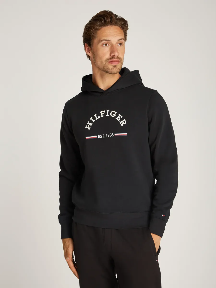 

Толстовка Tommy Hilfiger с капюшоном "ROUNDALL HOODY", контрастный фирменный принт, черный