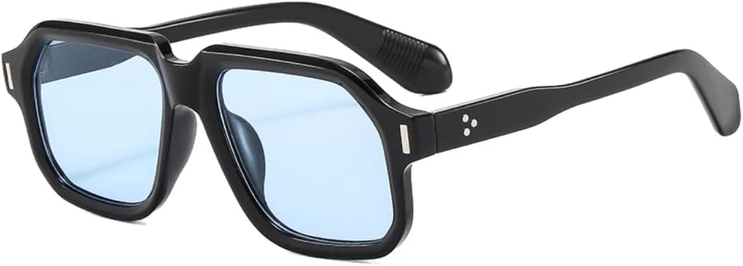 

Солнцезащитные очки для мужчин и женщин - защита UV400 - панк-заклепки, большая оправа, цветные линзы, для занятий спортом на открытом воздухе и вождения DSVIGF, Black Blue