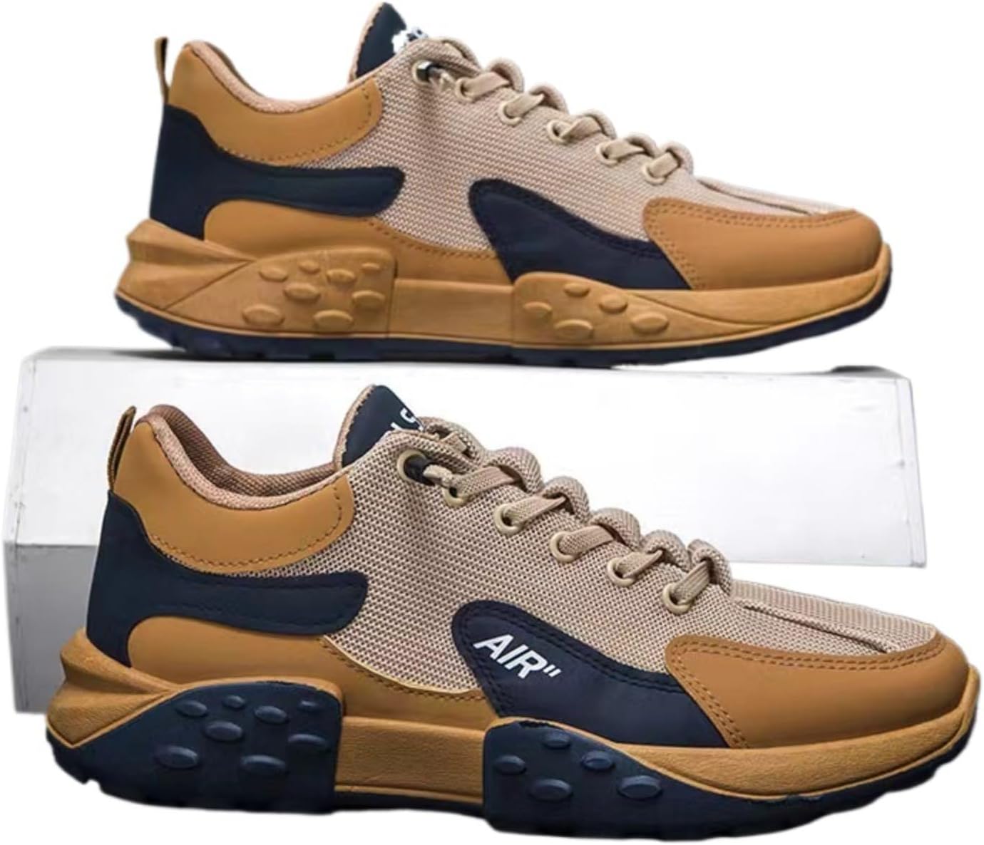

Мужские массивные кроссовки Dad Shoes весна/осень 2025, дышащие беговые кроссовки, нескользящие, легкие, с низкой платформой и эластичным воротником для бега и повседневной носки Azttoztto, Fly Mesh - Coffee Color