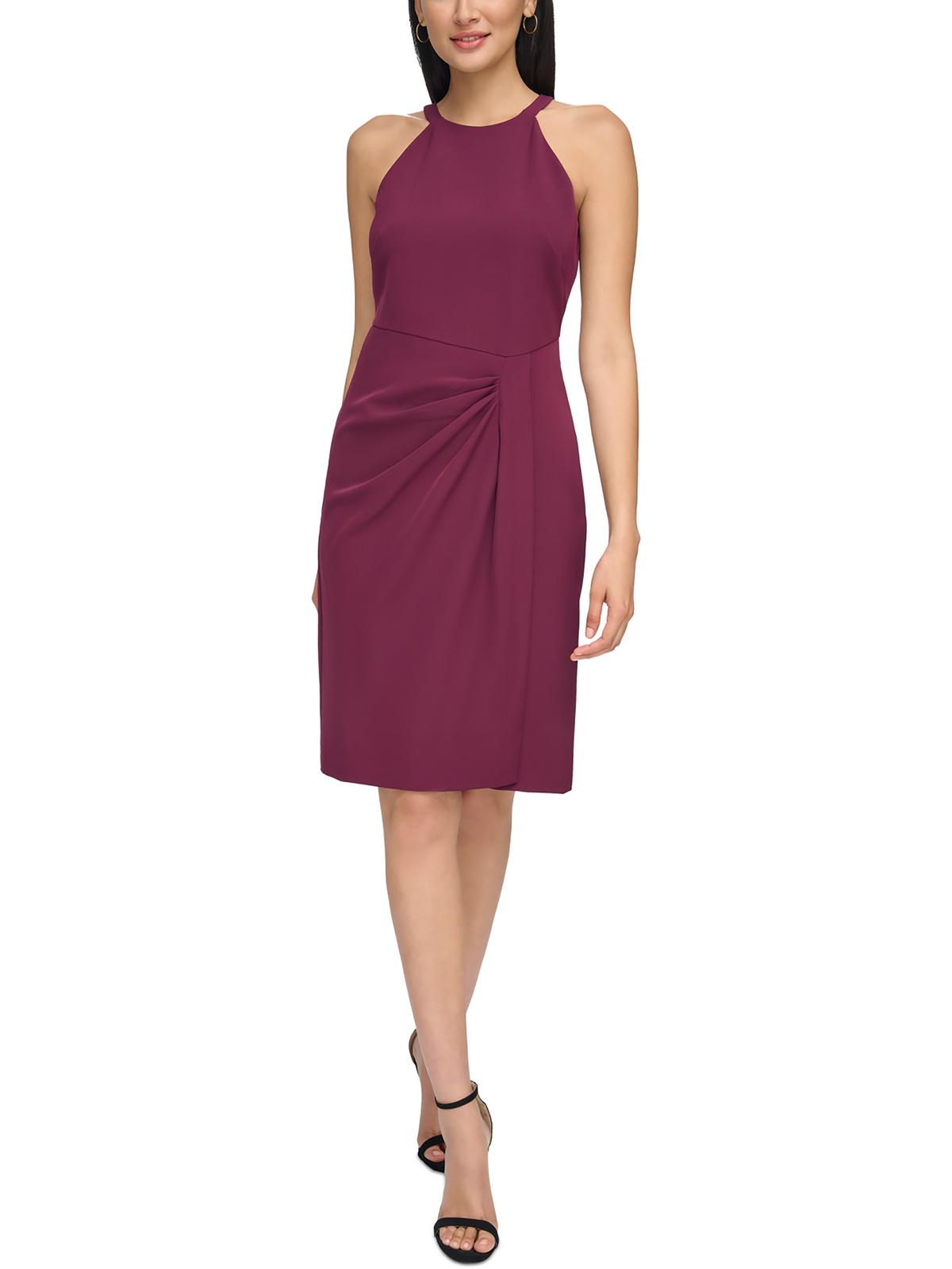 

Женское облегающее платье со сборками до колена Vince Camuto, цвет plum