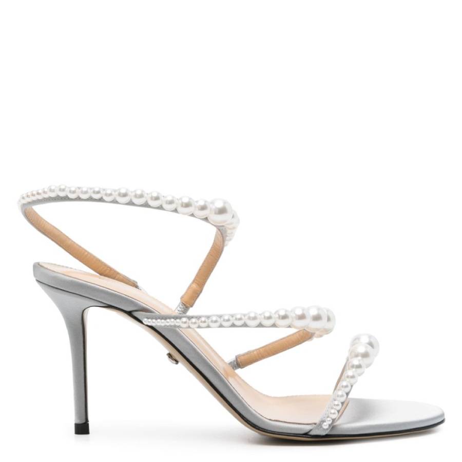 Mach & Mach Sirene Strappy Pearl Sandals, серый