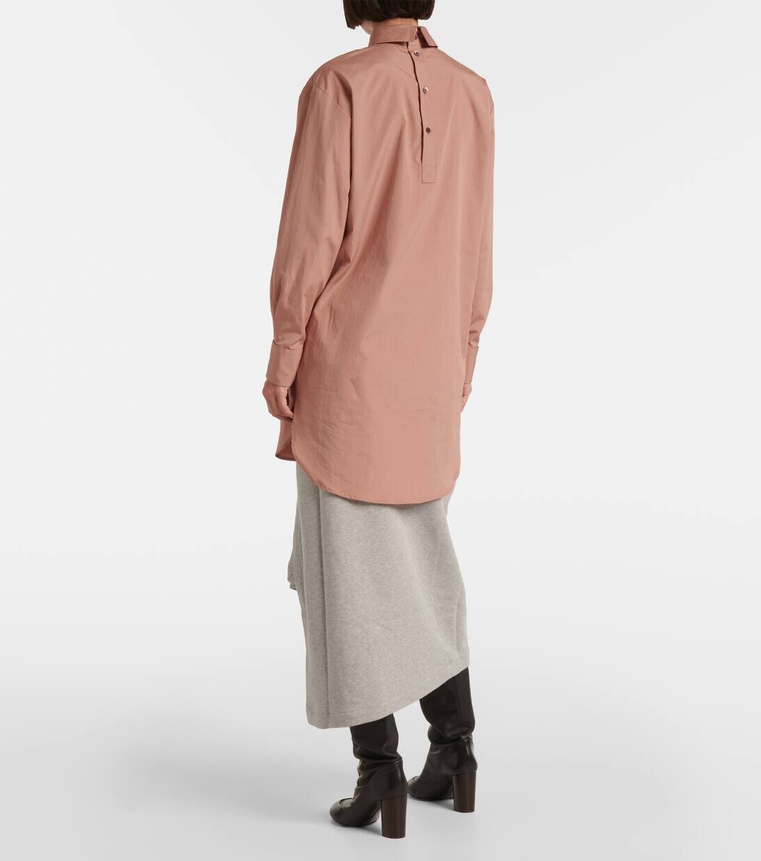 Блузка из хлопка с высоким воротом Dries Van Noten, цвет old rose — фото 3