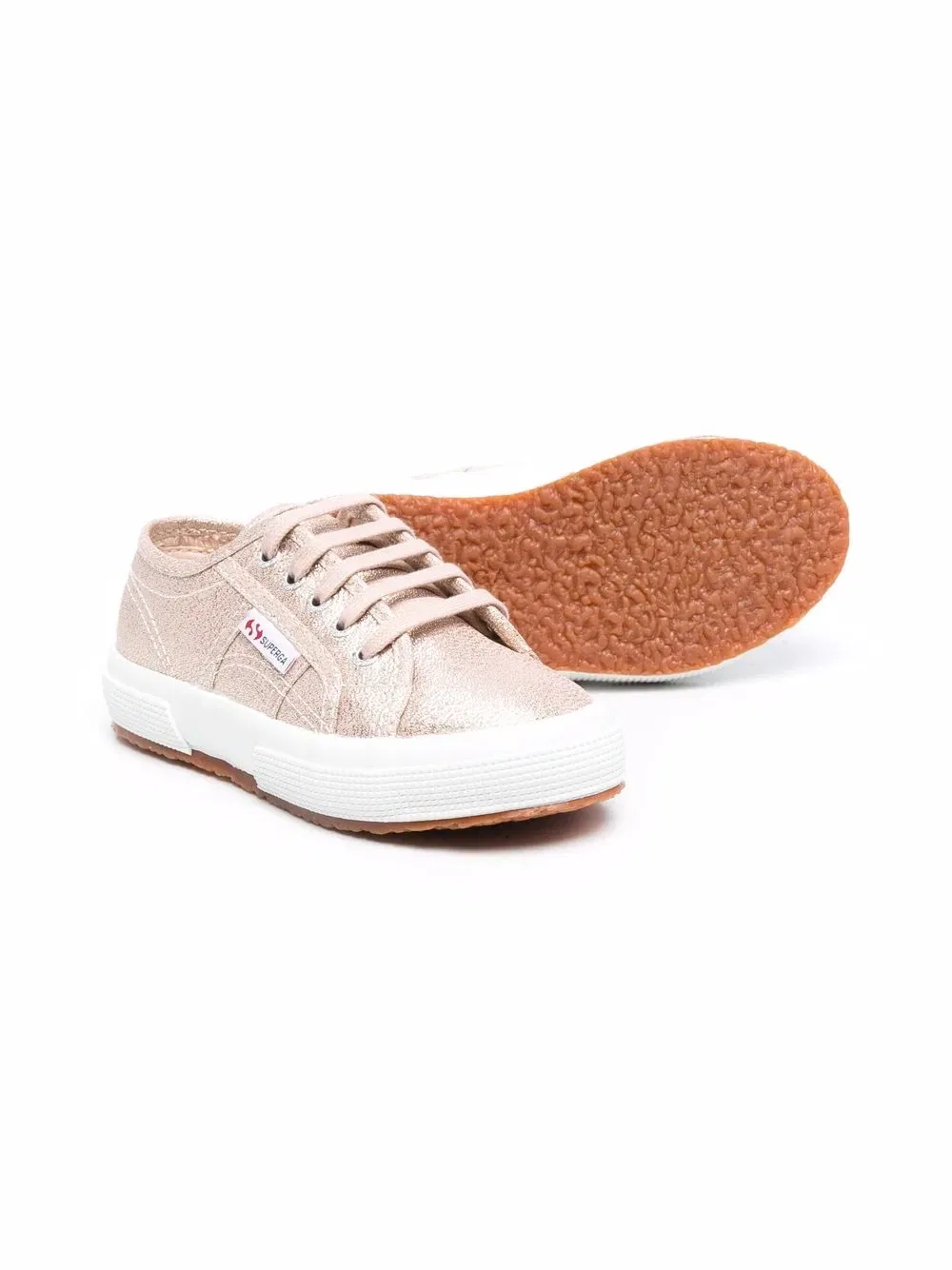Низкие кроссовки с металлическим эффектом Superga Kids, розовый — фото 2