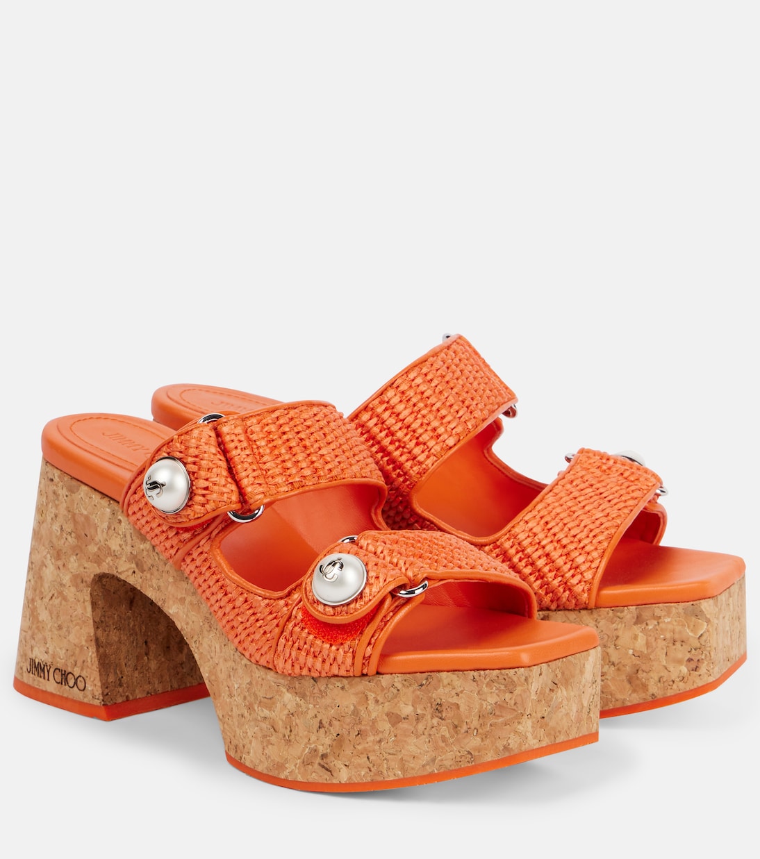Фаянсовые платформы-мюли 95 raffia Jimmy Choo, Mandarin/Mandarin