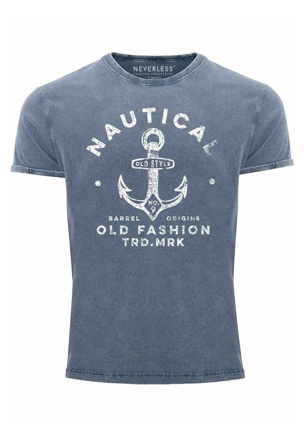 

Футболка с принтом VINTAGE ANKER MOTIV NAUTICAL OLD FASHION Neverless, синий