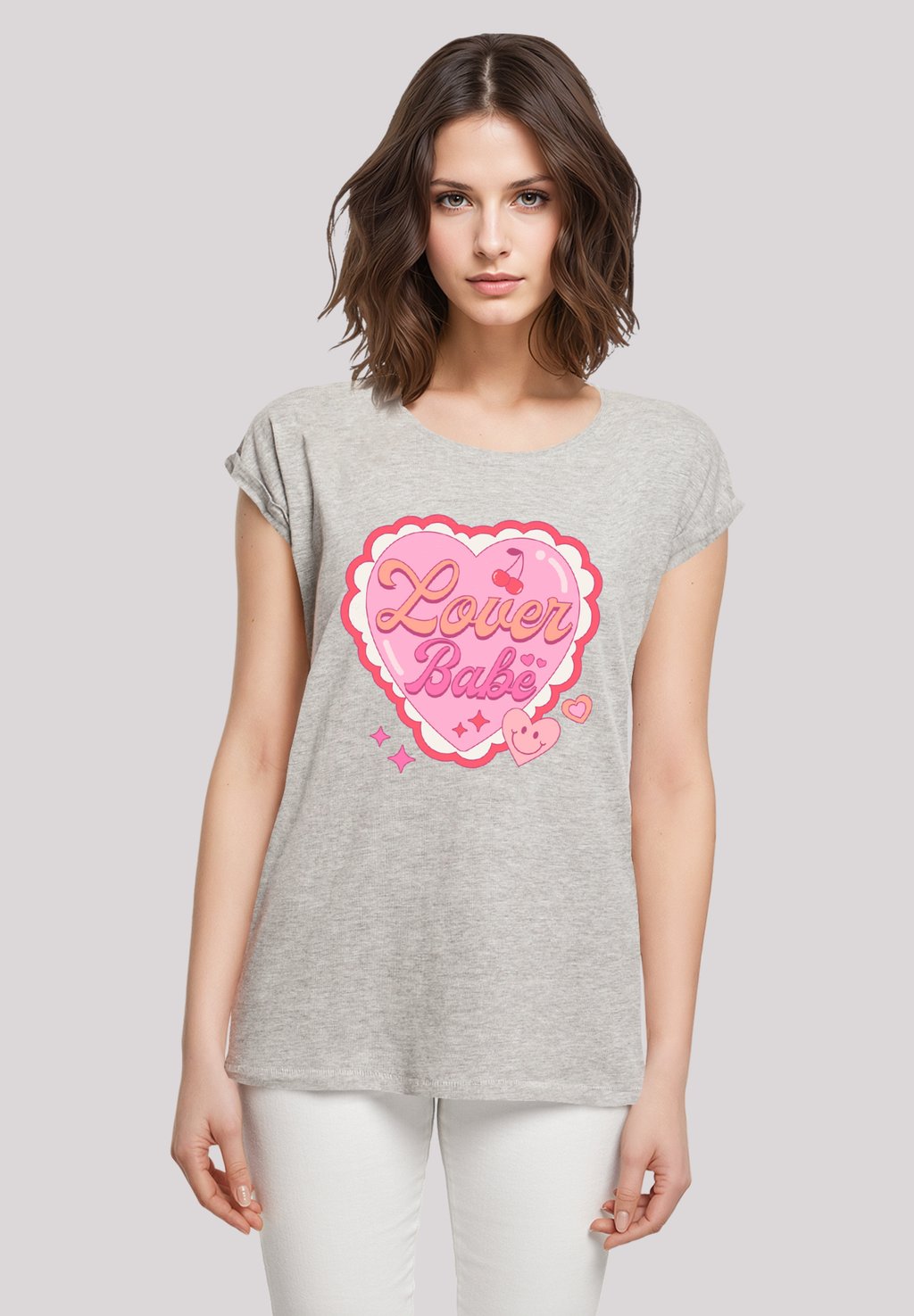 

Футболка с принтом LOVER BABE VALENTINSTAG F4NT4STIC, серый