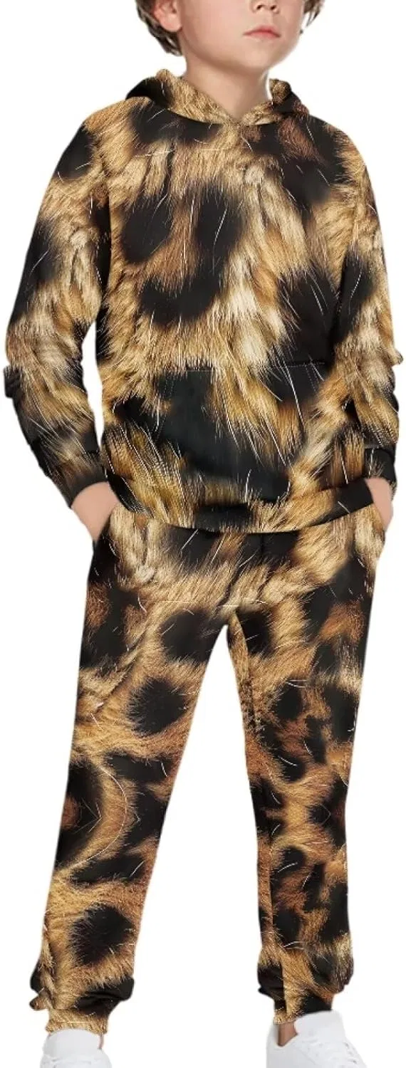 Детский спортивный костюм YECARYPOD, толстовка и джоггеры, принт Cheetch Print — фото 3