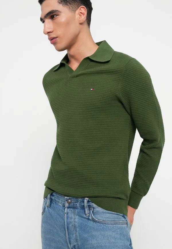 Джемпер с фактурным вязаным воротником-поло Tommy Hilfiger, Mountain Pine — фото 4