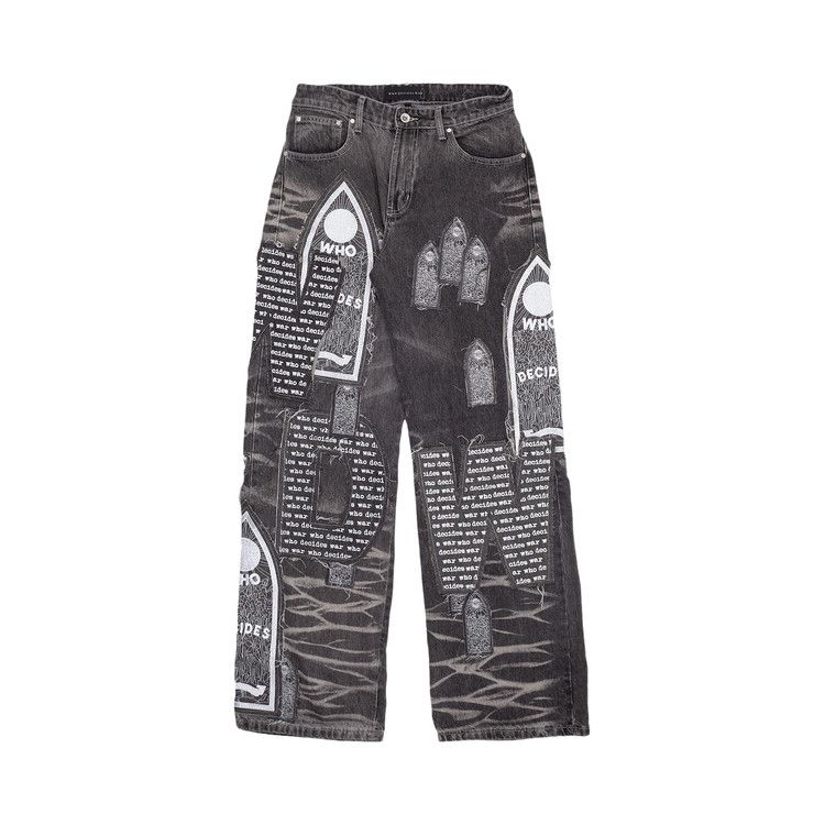 

Брюки Who Decides War Motif Patched Denim, Vintage Grey