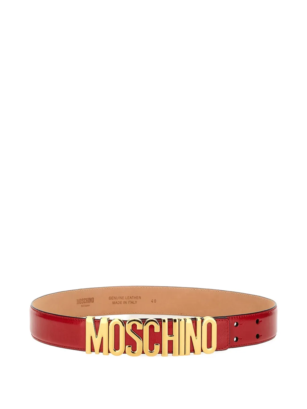 

Кожаный ремень с логотипом Moschino, красный