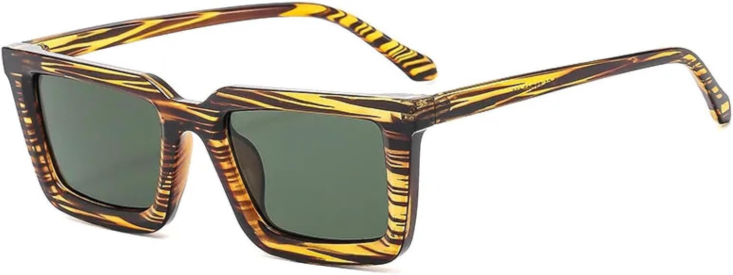 

Ретро-солнцезащитные очки с толстой оправой, качественные, класса люкс, мужские и женские, маленькие, прозрачные, серые, с защитой от УФ-излучения UV400 TKKTLLT, Flower Green