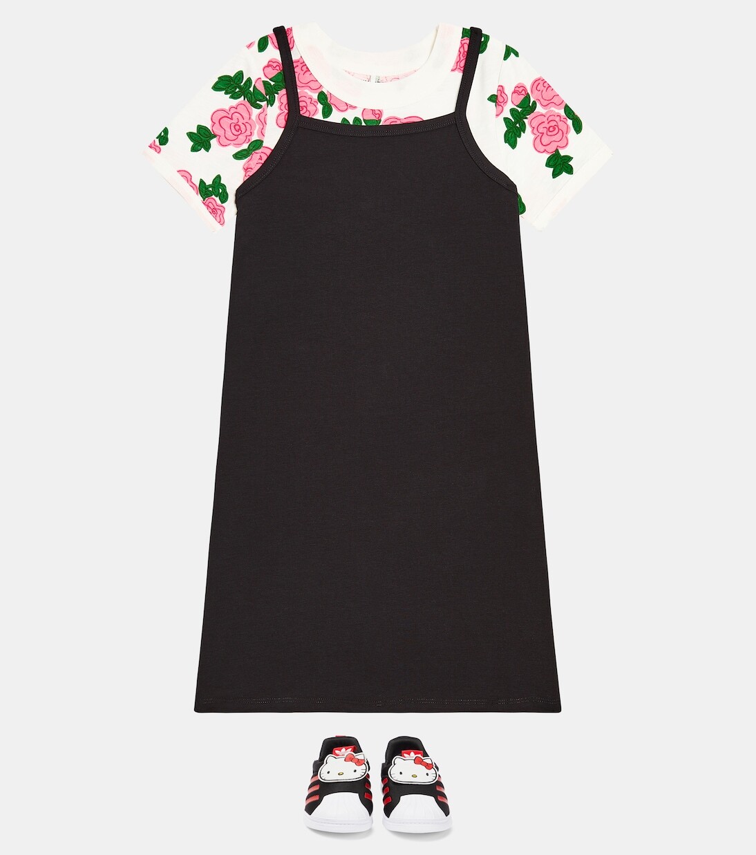 Комплект из футболки и платья из хлопкового джерси roses Mini Rodini, мультиколор — фото 2