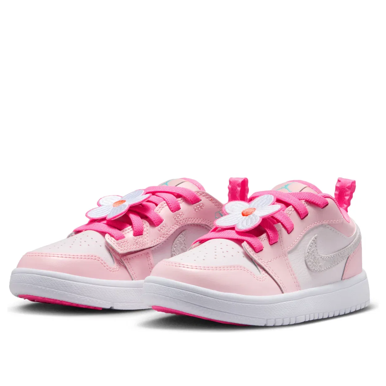 Детские кроссовки с кожаным верхом Air Jordan 1 Low ALT SE Pink Bloom, розовый — фото 4