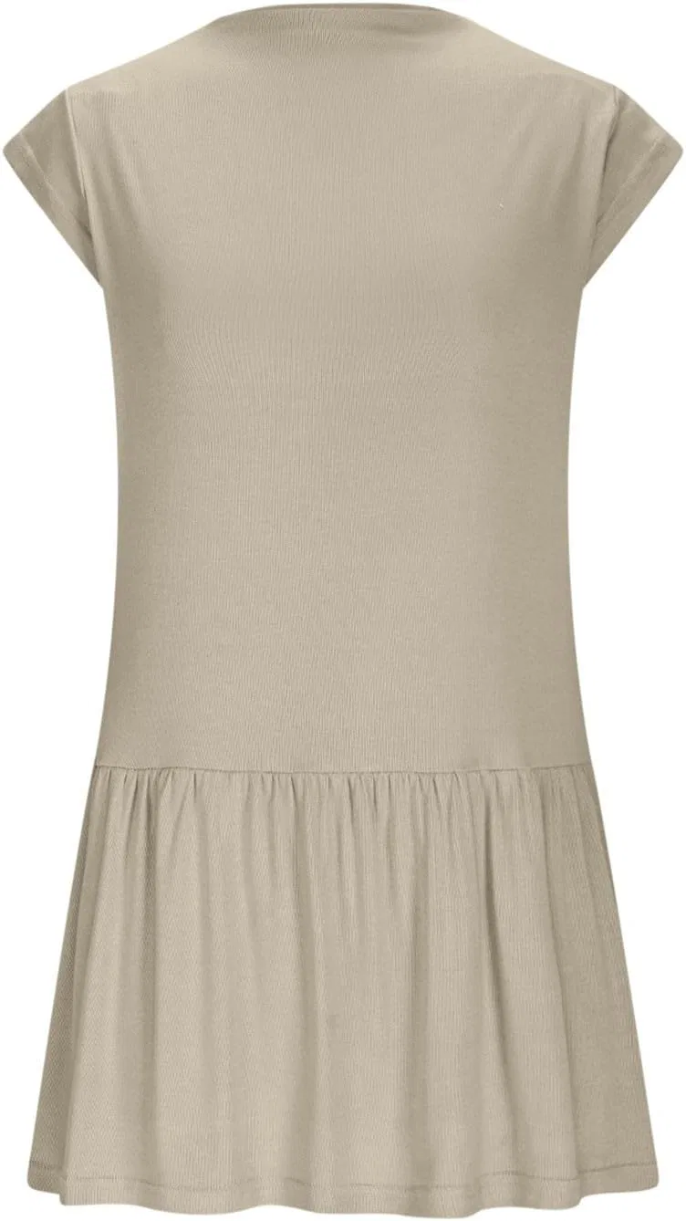Женское мини-платье с воротником-стойкой и оборками Casual Classy, Beige — фото 4