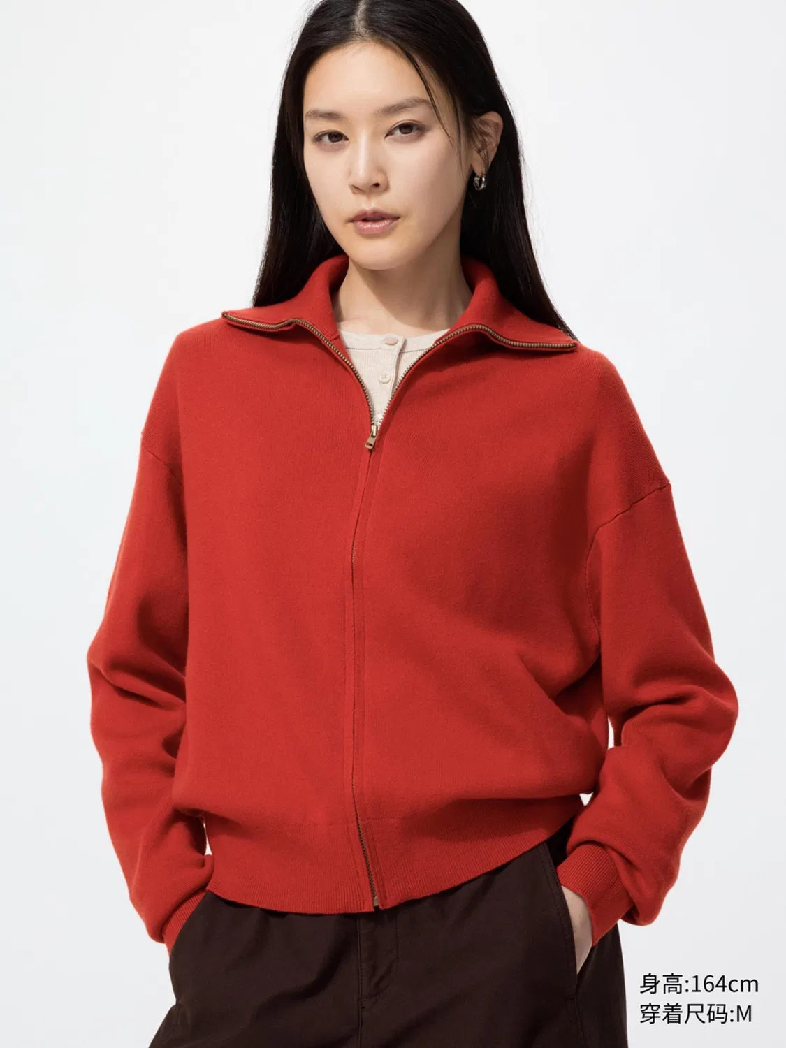 Кардиган на молнии из мягкого хлопка Uniqlo, зеленый — фото 2