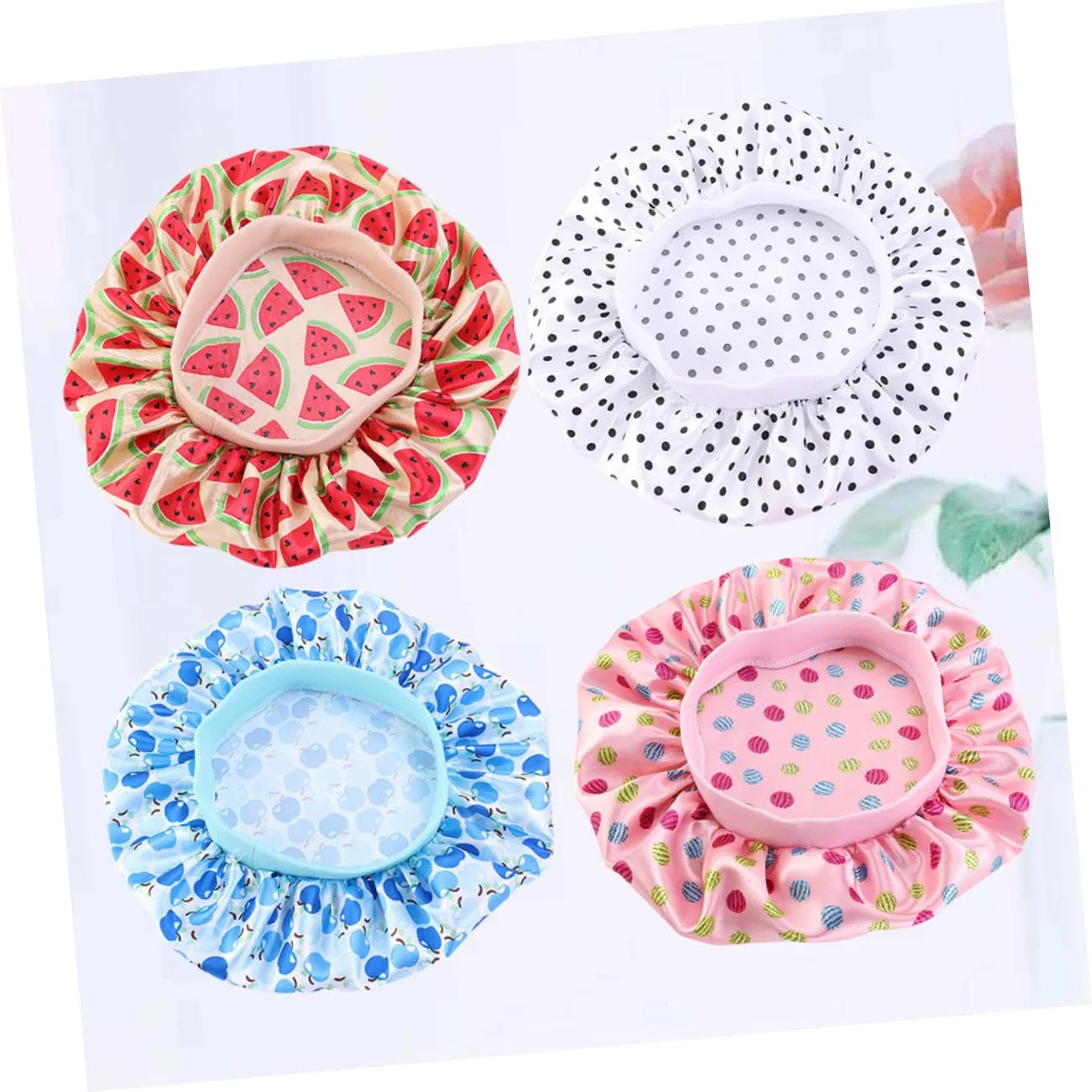 Шапочка для душа Satin, 4 шт, MAGICLULU, 22x17x1 см, Sortierte Farbe — фото 2