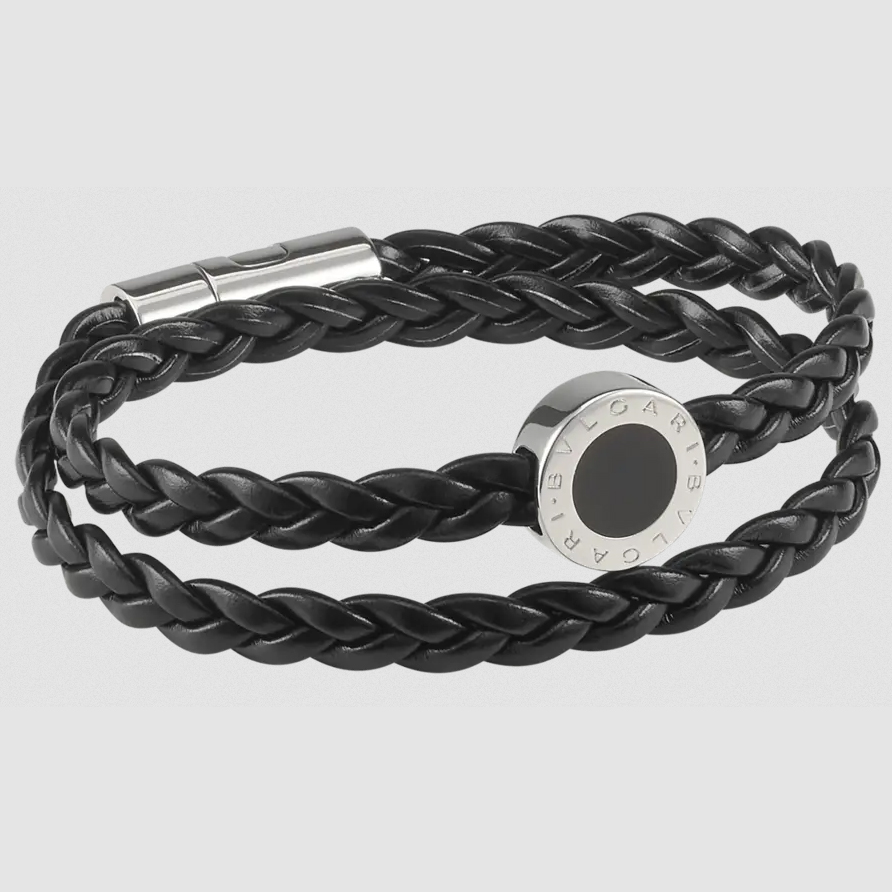 

Мужской кожаный браслет Bvlgari