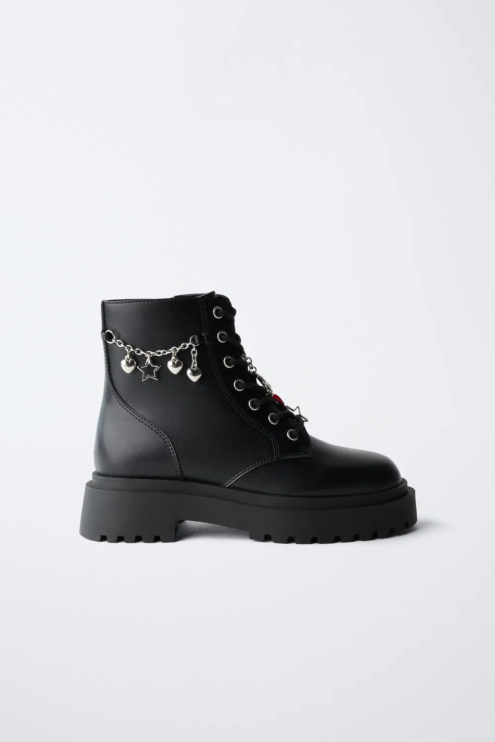 Ботинки на шнуровке до щиколотки с подвесками ZARA, Black — фото 3