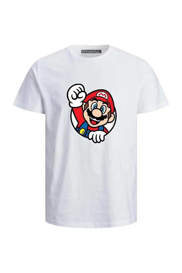 Детская футболка для девочек с принтом Super Mario Printed Cotton Children's T-Shirt Efendioğlu Design, White
