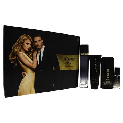 Мужской парфюмерный набор Gold Paris Hilton Gold Rush Man, 4 предмета, 100 мл + 15 мл + 81 мл + 78 г