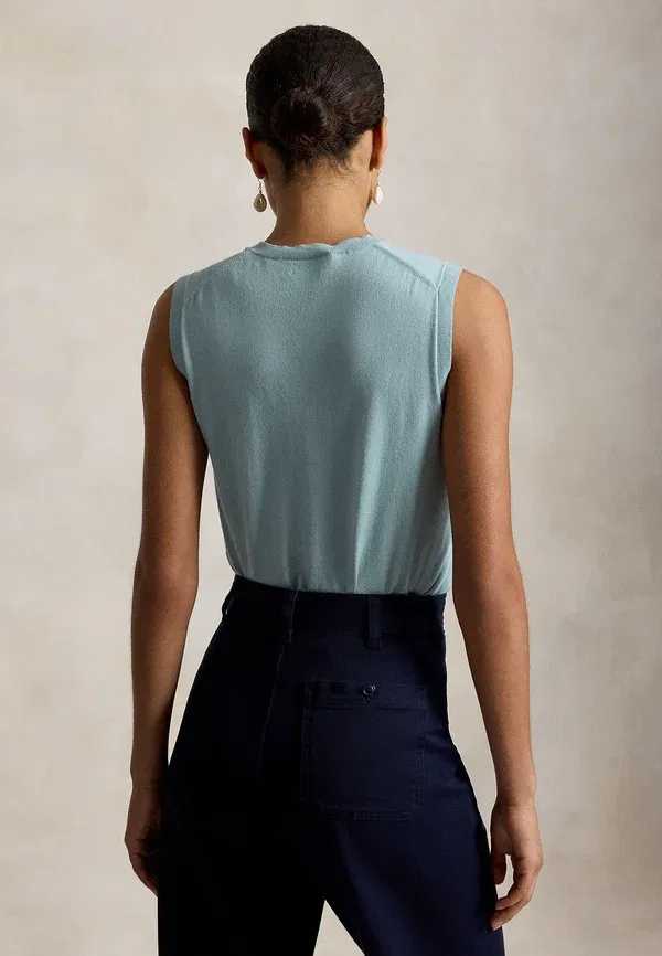 Топ без рукавов с эластичной талией Sleeveless crewneck sweater Polo Ralph Lauren, Cast Green, светло-зеленый — фото 3