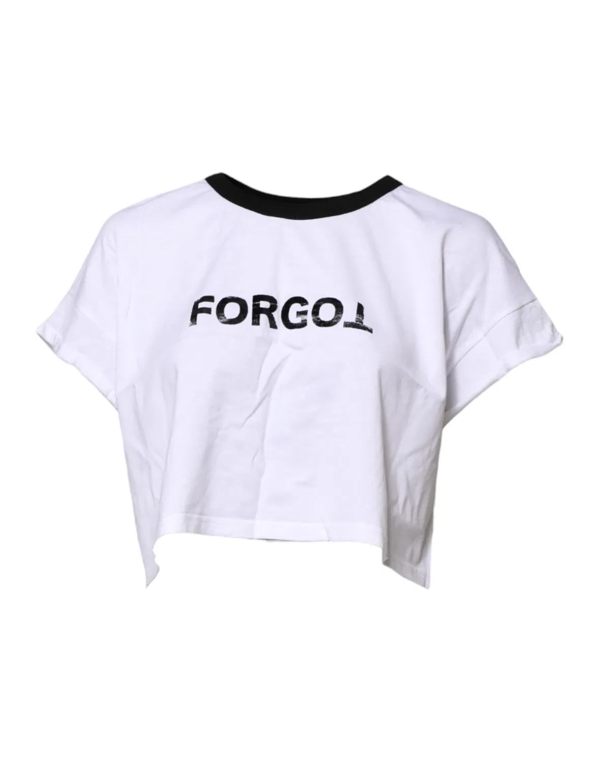 Женская футболка с принтом кроп-топ White Cotton Crew Neck Cropped Top T-shirt Dolce & Gabbana, White — фото 3