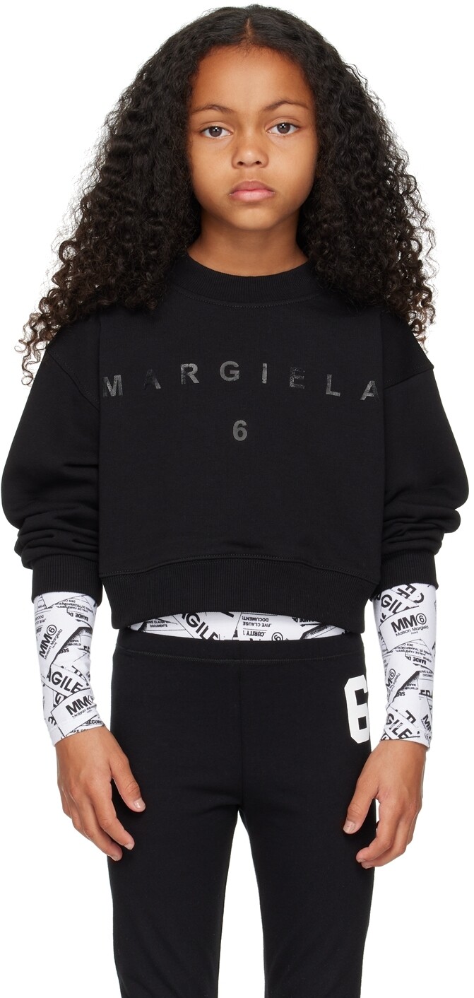 

Детская черная толстовка с логотипом MM6 Maison Margiela, Черный, Детская черная толстовка с логотипом MM6 Maison Margiela