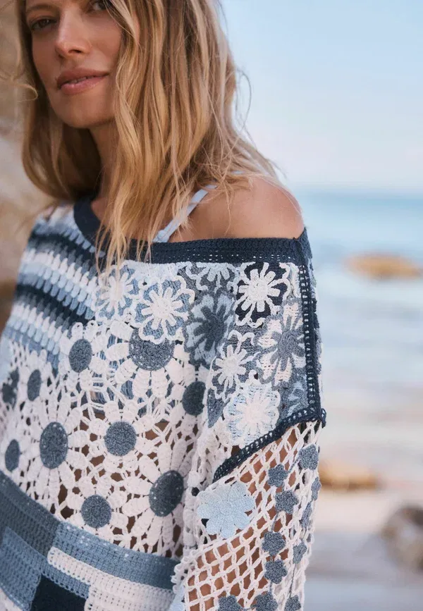 Джемпер вязаный, свободный, Jumper Next Floral, синий — фото 4