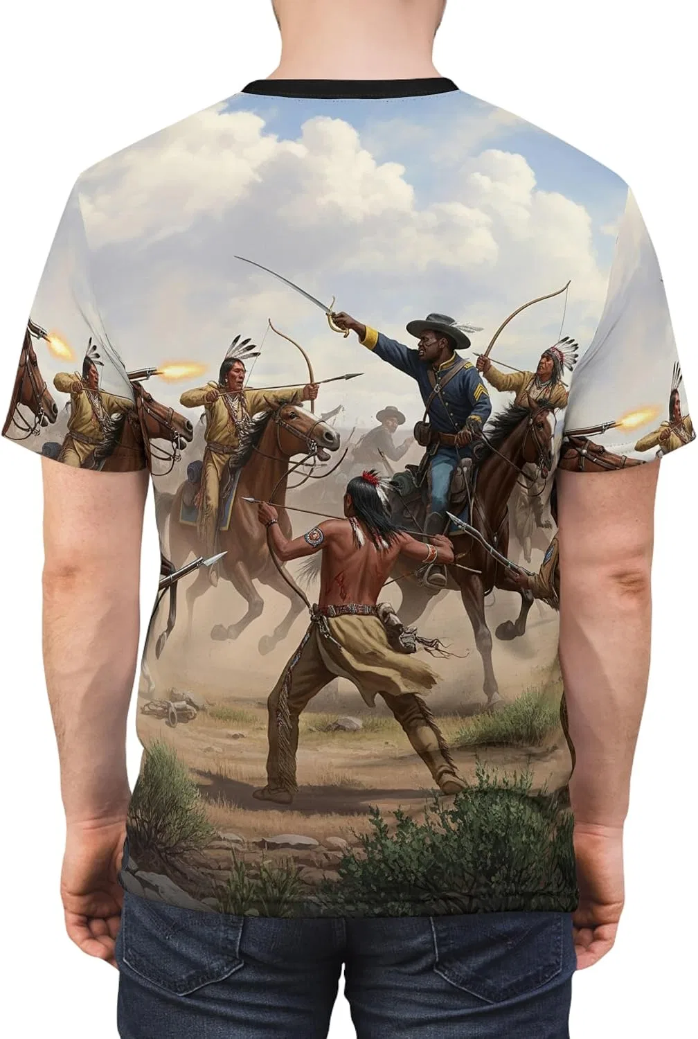 Футболка с принтом 9th Cavalry Regiment Indian Wars, Black — фото 4