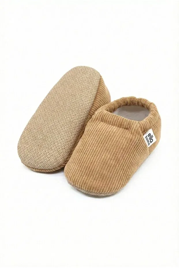 Детские пинетки из вельвета на шнуровке Ella Bonna, Tan Color — фото 4