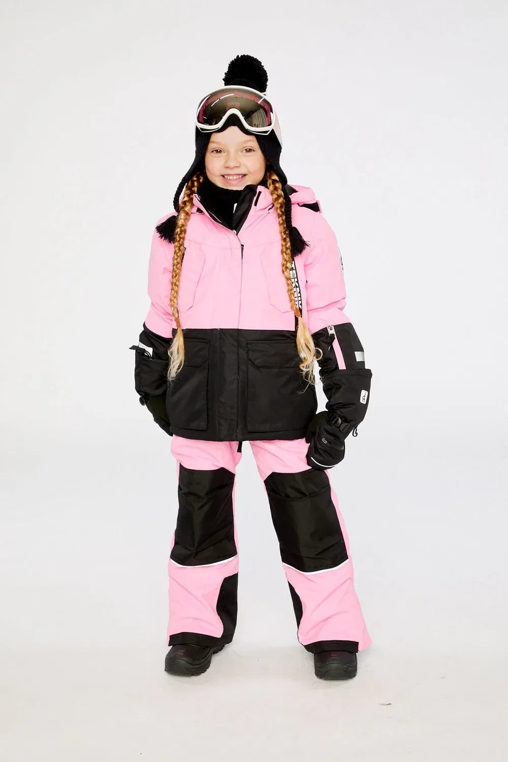 Детский зимний комбинезон из двух предметов утепленный Two Piece Teknik Snowsuit Deux par Deux, розовый — фото 2