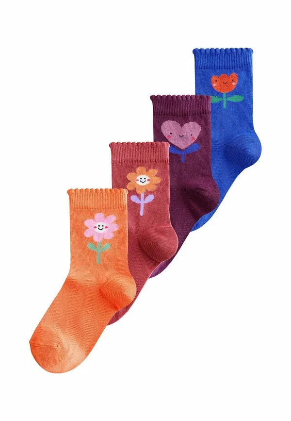 Носки 4 пары, Rich flower and heart ankle, Next, красный, оранжевый, Royal blue
