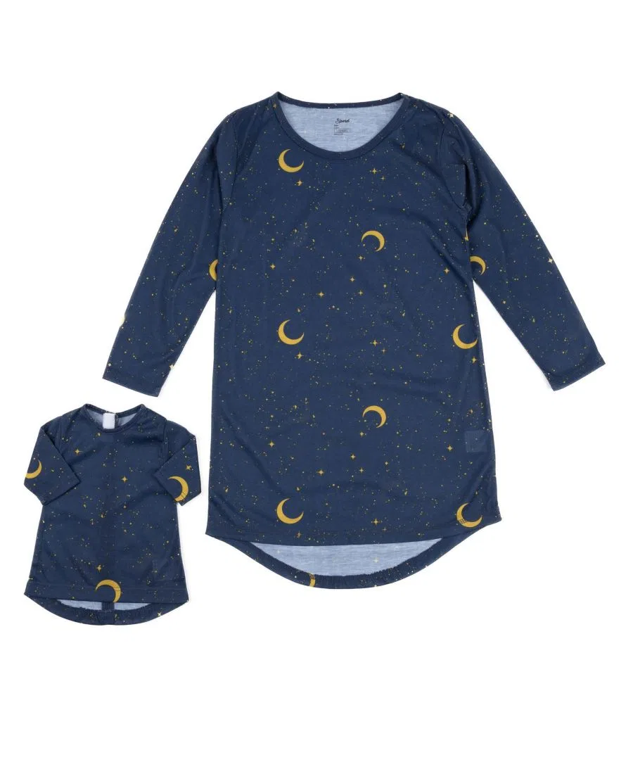Комплект ночных рубашек с кукольной рубашкой Moon & Stars Navy Leveret — фото 2