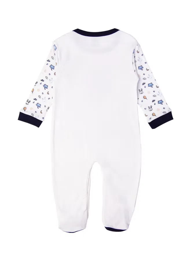 Боди-комбинезон с длинным рукавом с принтом Babies Basic, белый с синим — фото 4