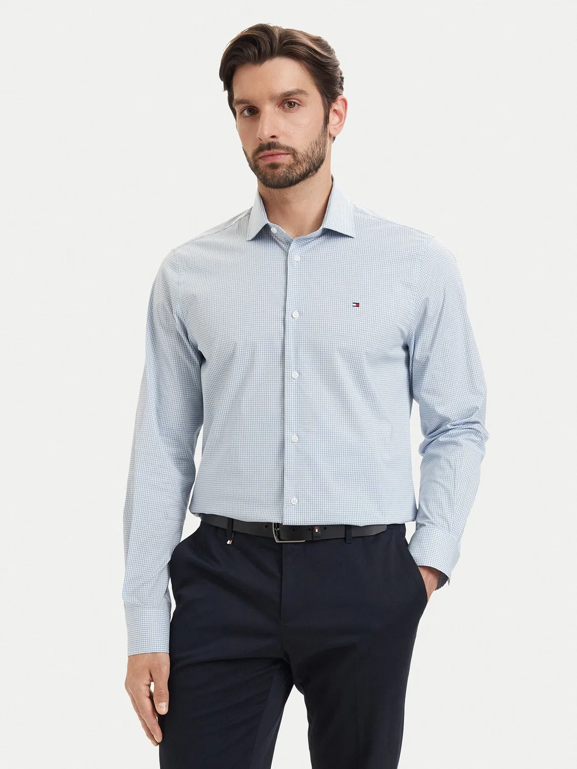 Мужская рубашка стандартного кроя Gingham Tommy Hilfiger, голубой