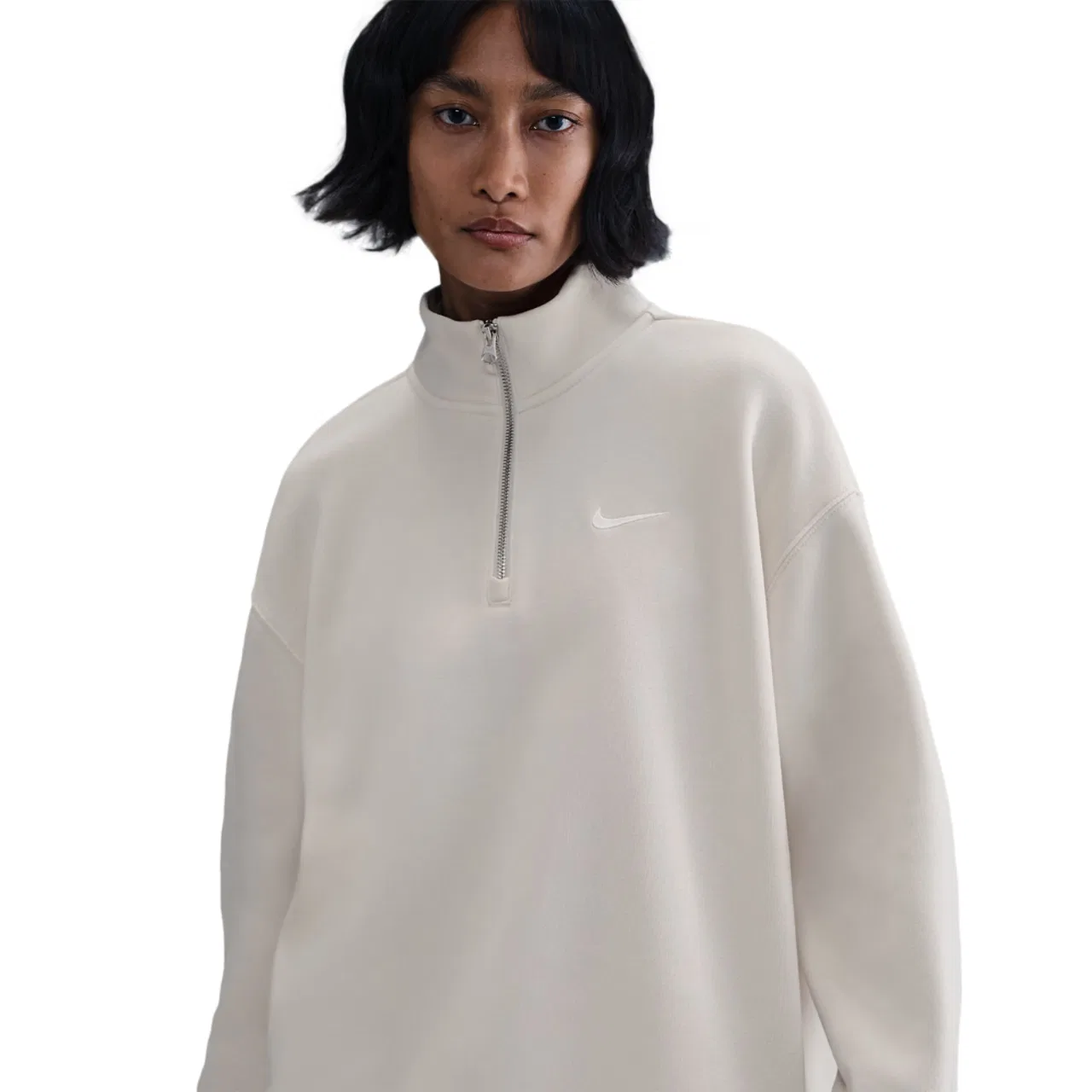 Женское худи Nike NSW Phoenix Fleece Oversized Long Quarter-Zip, цвет Lt Orewood Brown/Sail