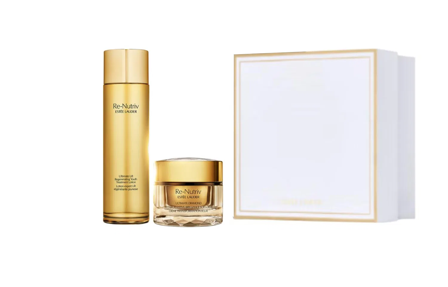 Набор для ухода за кожей, увлажняющий восстанавливающий, Platinum Water Black Diamond, ESTEE LAUDER, White Gold