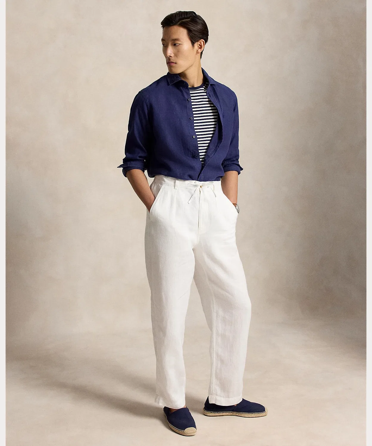 Мужская рубашка из льна с длинным рукавомClassic Fit POLO RALPH LAUREN, Navy — фото 3