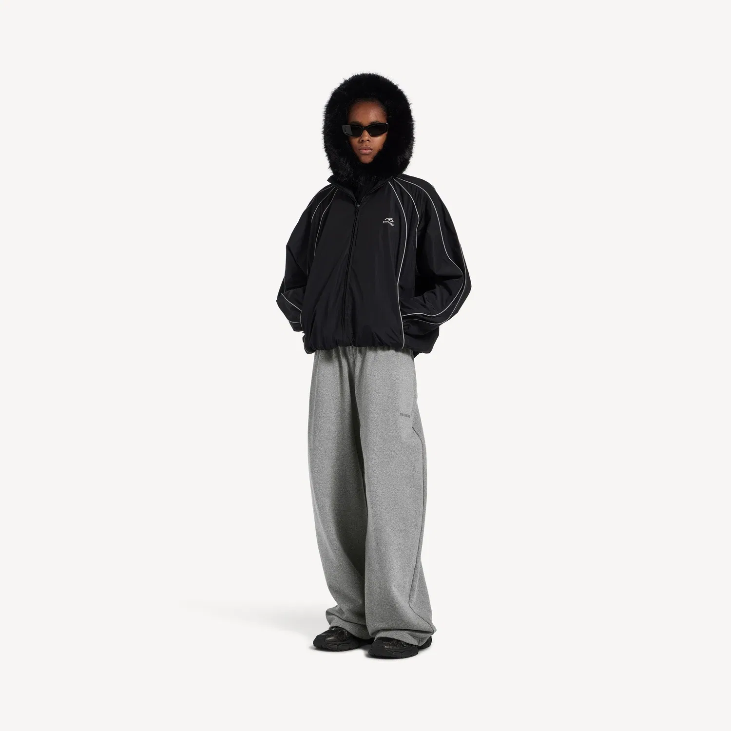 Женские брюки Barrel из темно-серого меланжа Balenciaga, серый — фото 2