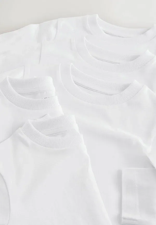 Комплект из 5 футболок с длинным рукавом Regular fit, Next, White, белый — фото 3