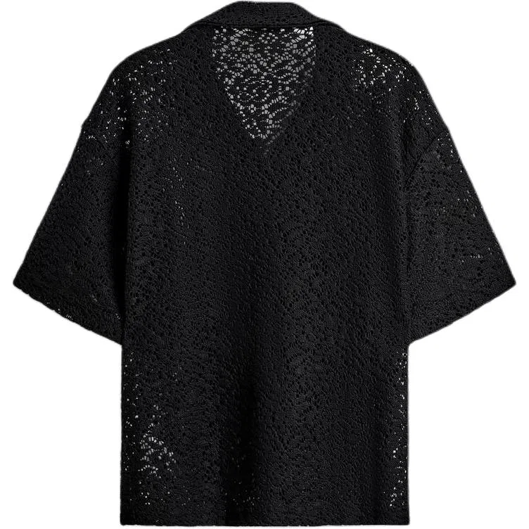 Мужская рубашка с кубинским воротником Black ZARA, Black — фото 3