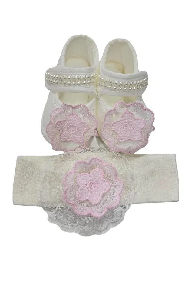 Детские сапожки-ботиночки на шнуровке из атласа для девочек Crowned and Mevlütlük Esterella, Pink-Flower — фото 3