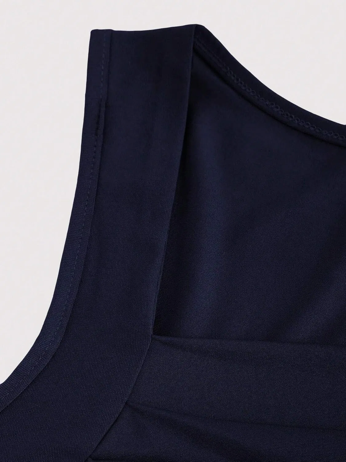 Женское приталенное платье без рукавов с квадратным вырезом, Navy Blue — фото 4
