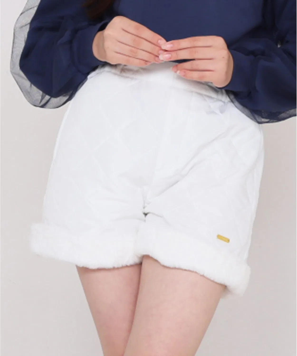 Детские шорты стеганые с мехом по низу PINKHUNT, Off White