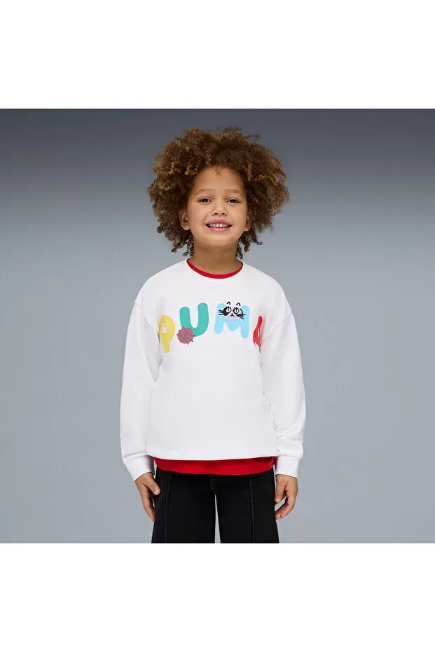 Детские свитшот для девочек с принтом Puma, White