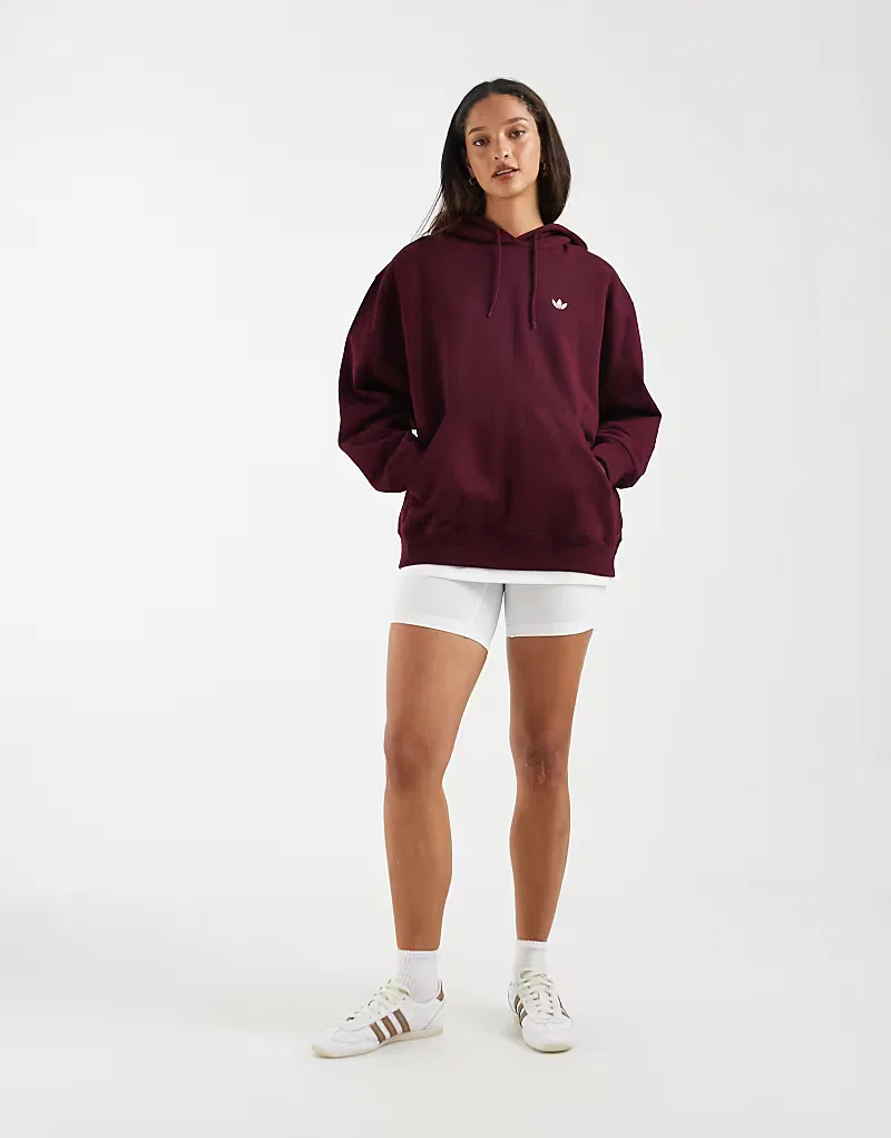 Толстовка Adidas Originals Essentials оверсайз из флиса, бордовый — фото 4