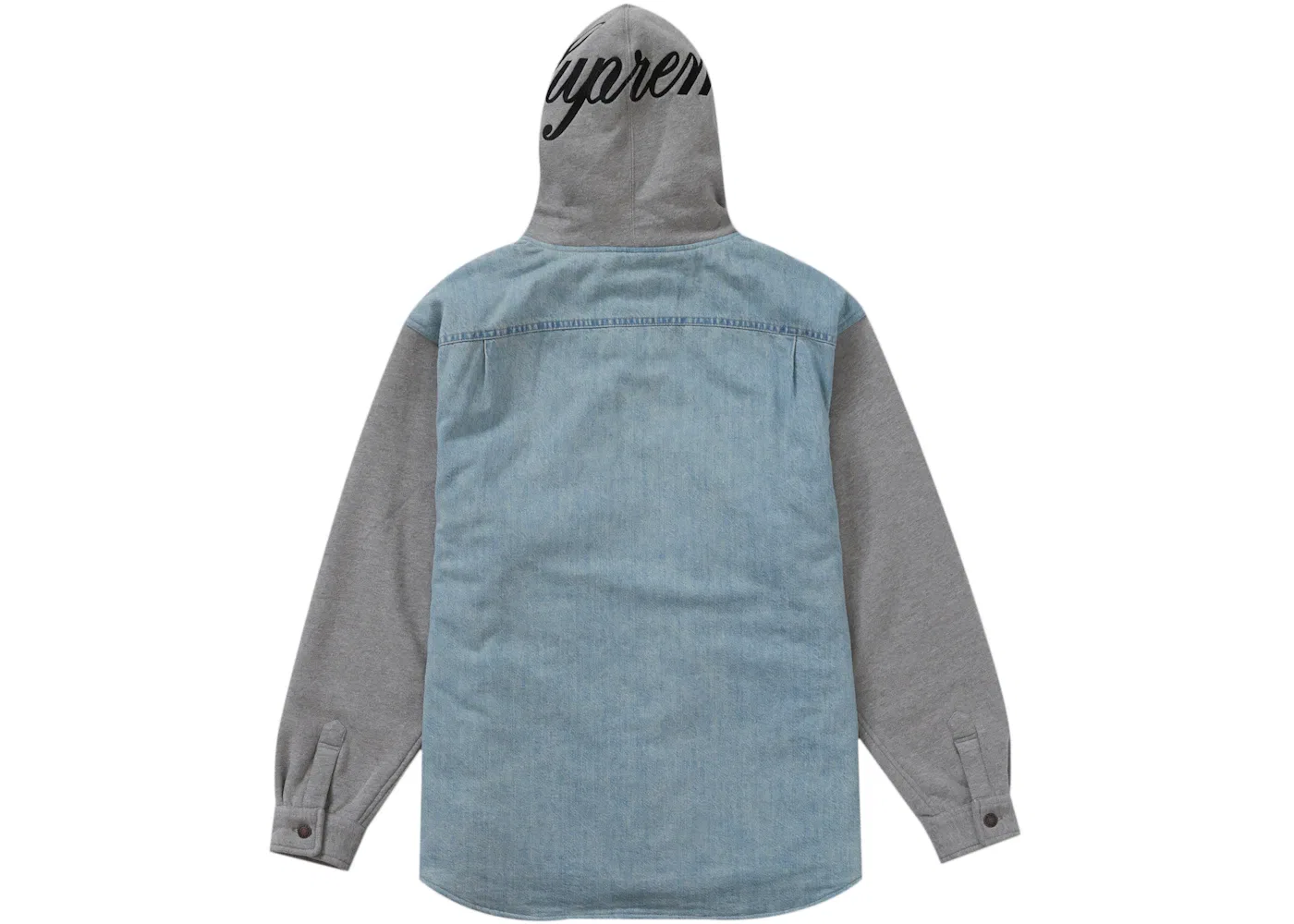 Мужская флисовая джинсовая рубашка с капюшоном Supreme, Blue — фото 3