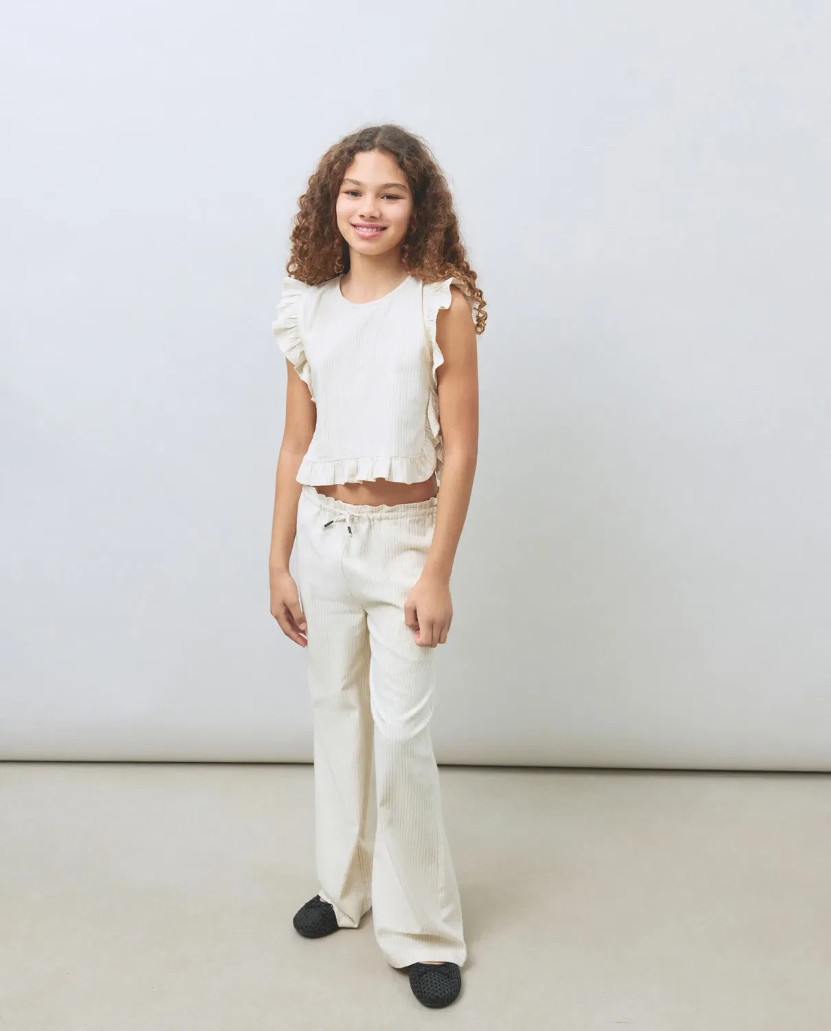 Детская блуза для девочек с воланами Kids El Corte Inglés, Blanco — фото 2