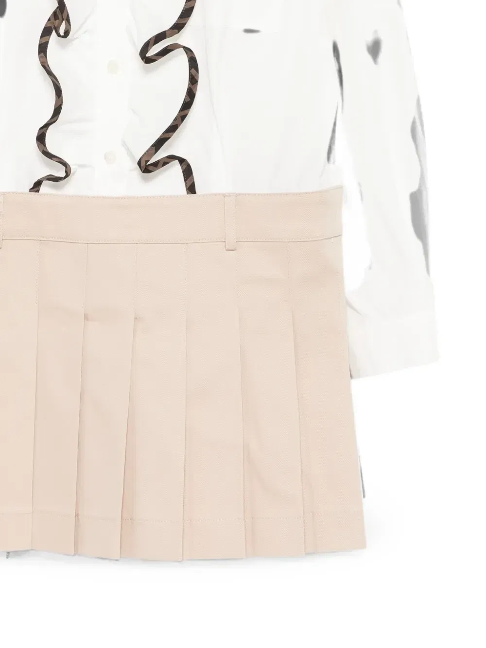 Платье со складчатой юбкой и оборками Fendi Kids, белый — фото 3